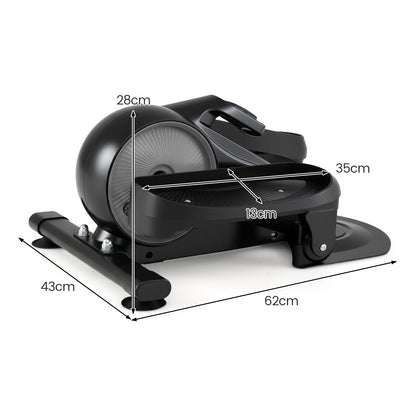 Under Desk Elliptical Pedal Exerciser Adjustable Magnetic Resistance-Silver