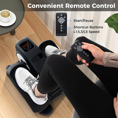 Under Desk Elliptical Machine with Display Screen and Remote Control-Grey