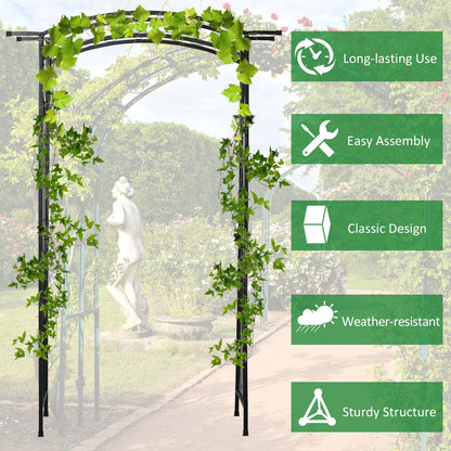 Outsunny 211cm Height Metal Garden Arch Arbor for Wedding Decor for Climbing Plants and Outdoor Decoration