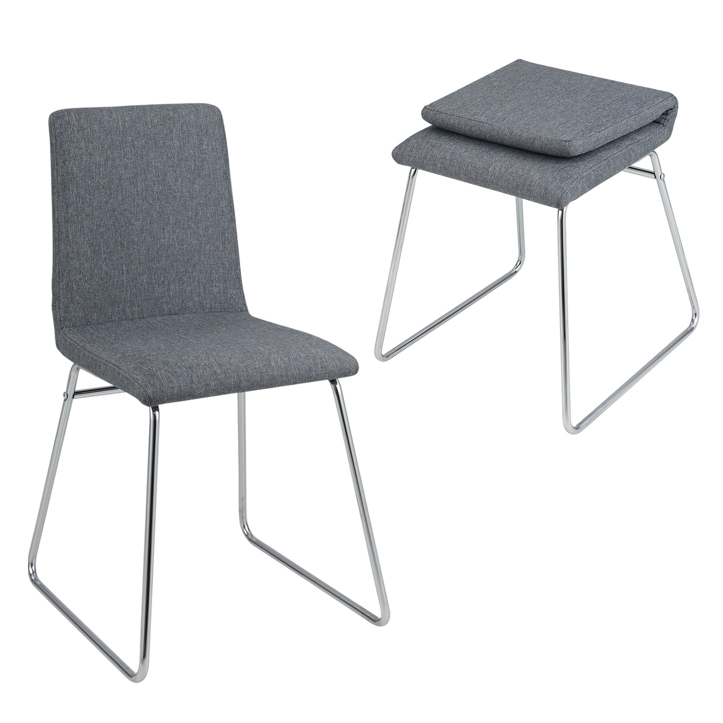 Upholstered Dining Chairs Set of 2 Kitchen Dinner Chairs-Grey
