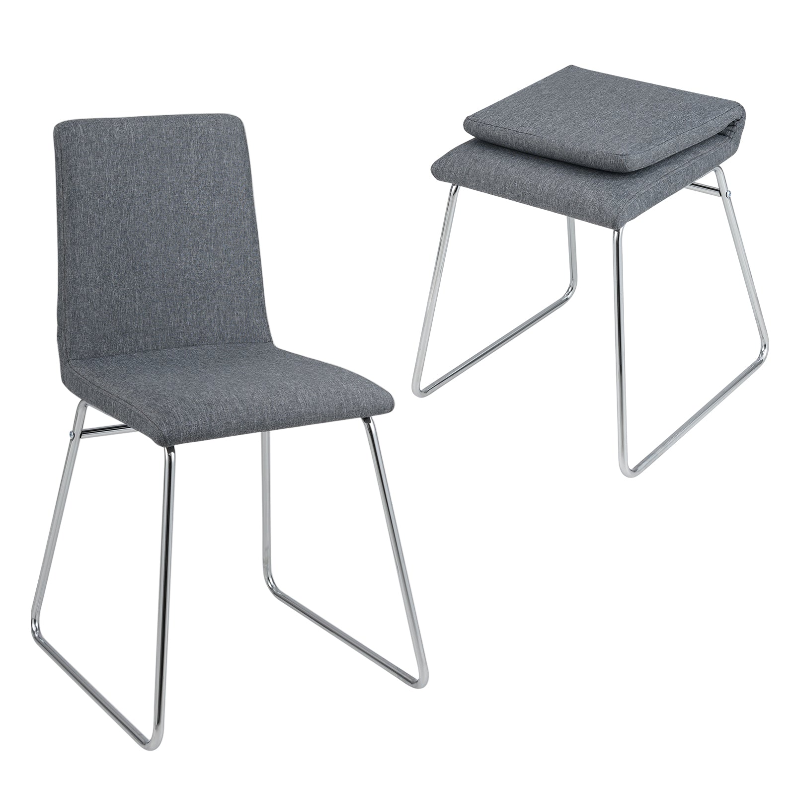 Upholstered Dining Chairs Set of 2 Kitchen Dinner Chairs-Grey