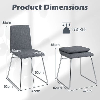 Upholstered Dining Chairs Set of 2 Kitchen Dinner Chairs-Grey