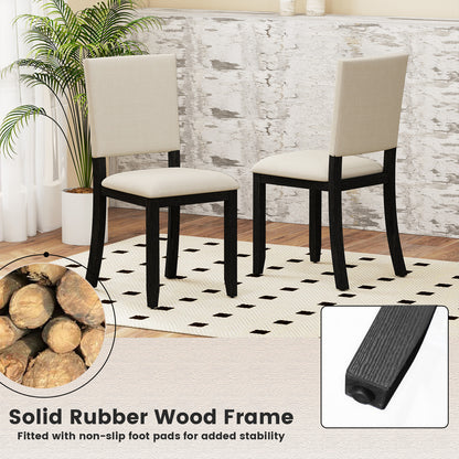 Upholstered Dining Chairs Set of 2 with Soft Padded Seat and Solid Wood Frame-Beige