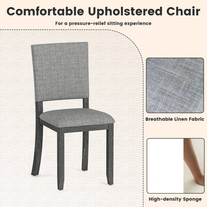 Upholstered Dining Chairs Set of 2 with Soft Padded Seat and Solid Wood Frame-Light Grey