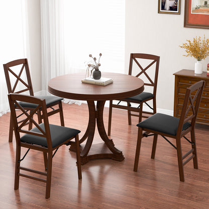 Upholstered High Back Wooden Dining Chair Set of 2-Brown