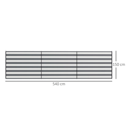 Outsunny 4 Pole Camping Windbreaks, Beach Wind Shield Shelter with Carry Bag and Steel Poles, Outdoor Caravan Privacy Shield, 540cm x 150cm, Grey and White