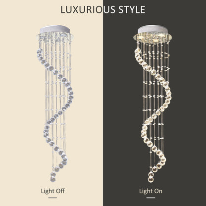 HOMCOM Modern Crystal Chandelier Ceiling Light Pendant Lamp Chrome Finish Glass Droplets New, 30 x 120cm