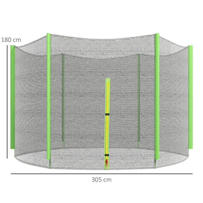 SPORTNOW 10ft Trampoline Net Replacement with 6 Plastic Pole Covers, Weather-Resistant Trampoline Netting Replacement with Zipped Entrance, Poles Not Included, Green