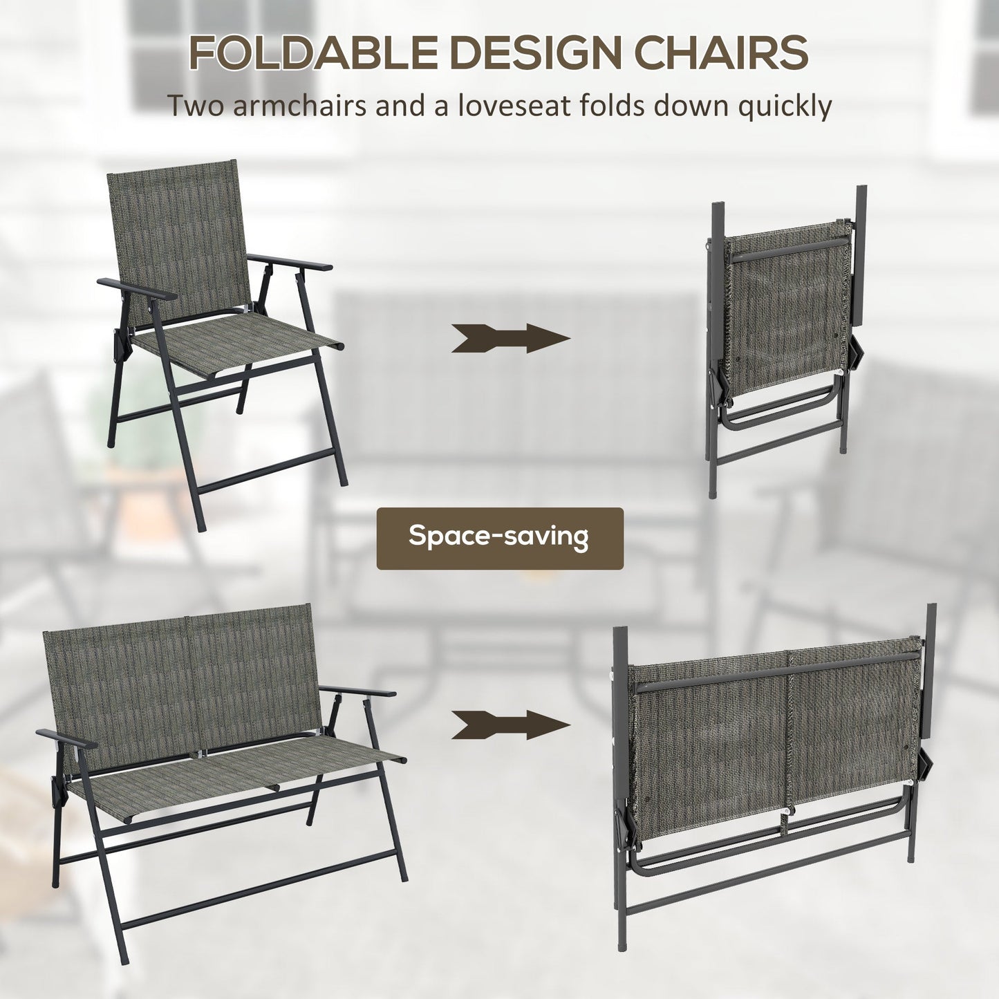 Outsunny Four-Piece Metal Garden Sofa Set - Mixed Brown