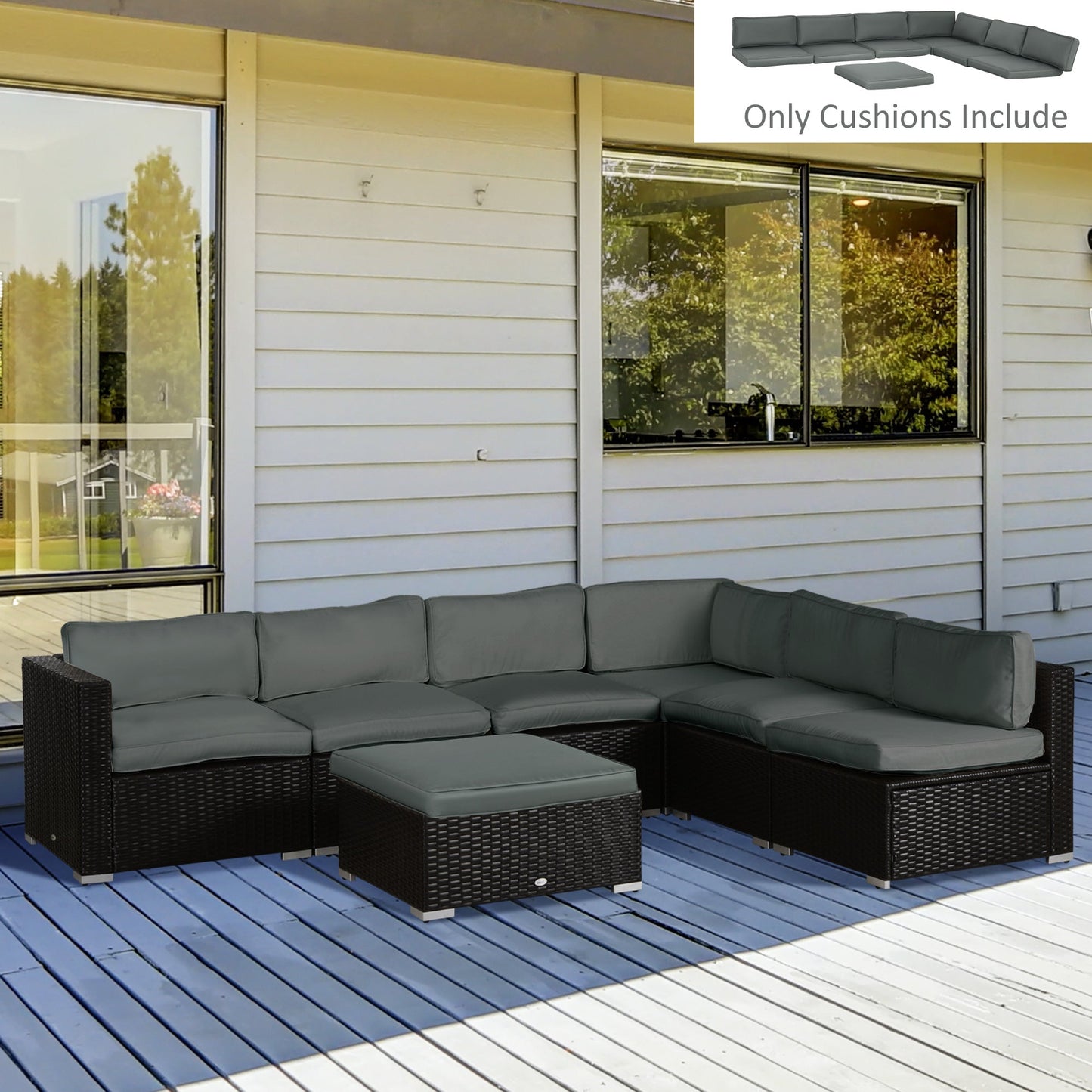 Outsunny Set of 14 Dining Set Cushions - Grey