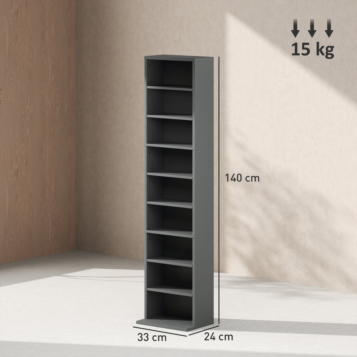 HOMCOM 260 Narrow CD Storage Unit - Grey