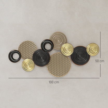 HOMCOM Metal Wall Art, Modern Hanging Wall Decor with Multi-Disc Design for Living Room Bedroom Dining Room