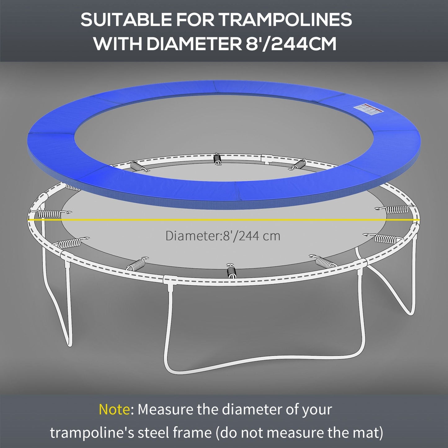 HOMCOM â244cm Trampoline Pad Pads Replacement Trampoline Accessories Safety Surround Pads Padding - 8ft Blue