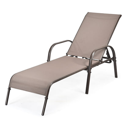Versatile Chaise Lounge Chair with 5 Adjustable Positions Iron Construction-Brown