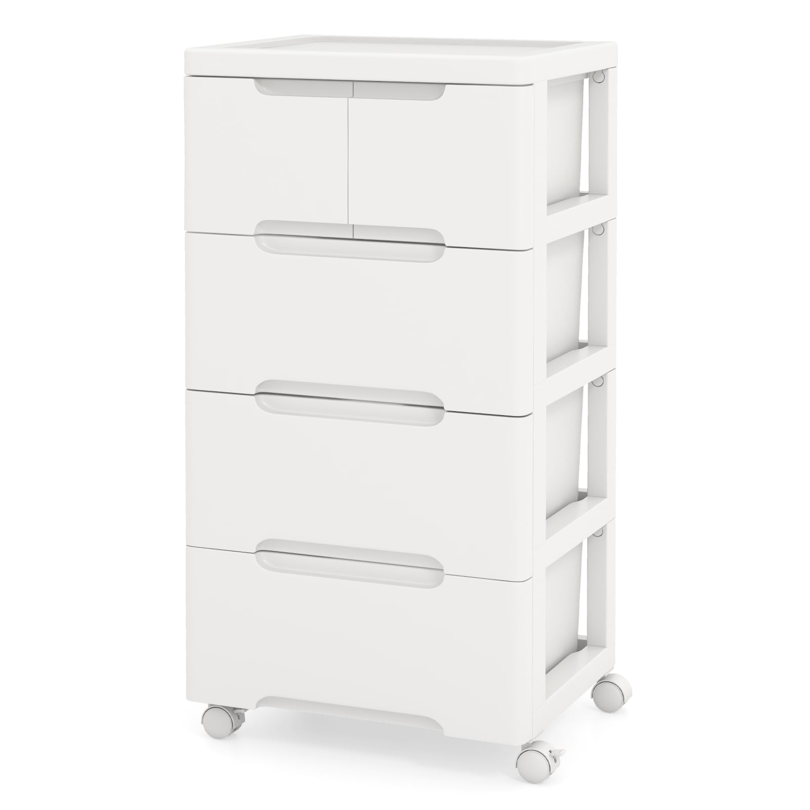 Vertical Rolling Storage Cabinet with Universal Wheels and Lockable Wheels-4 Drawers