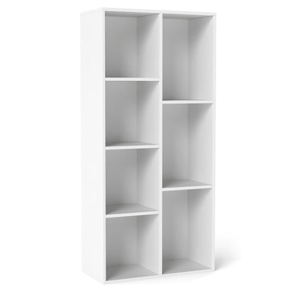 Vertical or Horizontal Freestanding Bookshelf with 7 Compartments-White