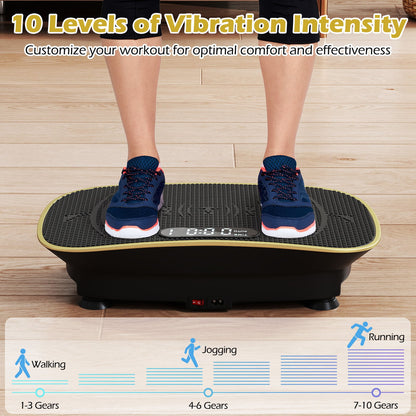 Vibration Plate Exercise Machine for Lymphatic Drainage and Weight Loss with 10 Speed Intensities-Black