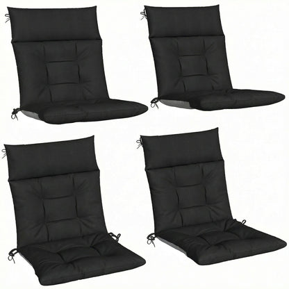 Outsunny Patio Chair Cushions Set of 4, Waterproof Non-Slip Lounge Chair Cushions, 112x53cm, Black