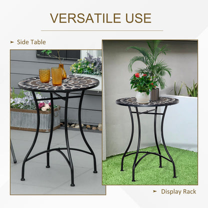 Outsunny Î¦60cm Mosaic Outdoor Patio Table - Black