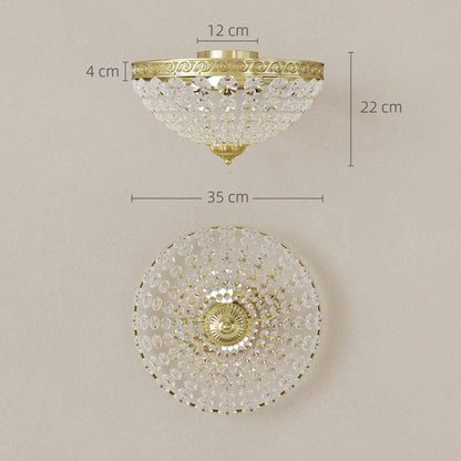 HOMCOM Crystal Chandelier Ceiling Light with 168 Octagonal Beads, Vintage 2-Light Flush Mount Ceiling Light for Living Room, Bedroom, Hallway, Dining Room, Gold Tone