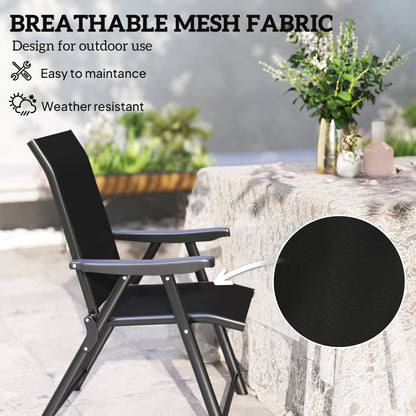 Outsunny Set of Two Folding Outdoor Chairs - Black