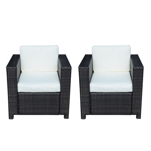 Outsunny 2 Rattan Garden single Seater Chair All Weather Wicker Weave Single Sofa chair armchair Patio Black