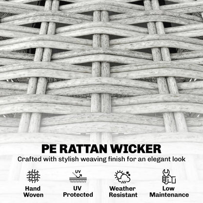 Outsunny Rattan Bistro Set, Reclining Garden Chairs and Glass Coffee Table with Cushions for Patio Balcony Porch, Light Grey