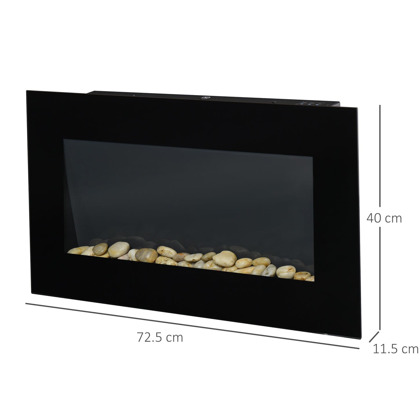 HOMCOM 1000W/2000W Electric Wall Fireplace w/ LED Flame Effect Timer Remote Sleek Stylish Safe Home Heating 20-25㎡