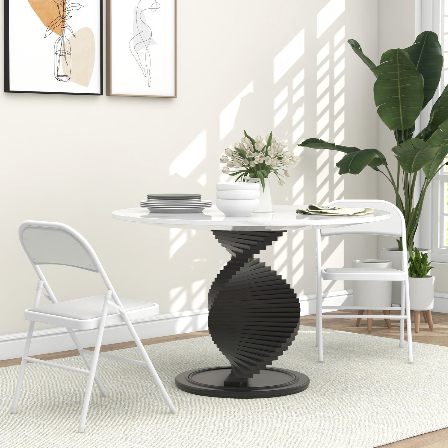 HOMCOM Set of Two Cushioned Folding Chairs - White