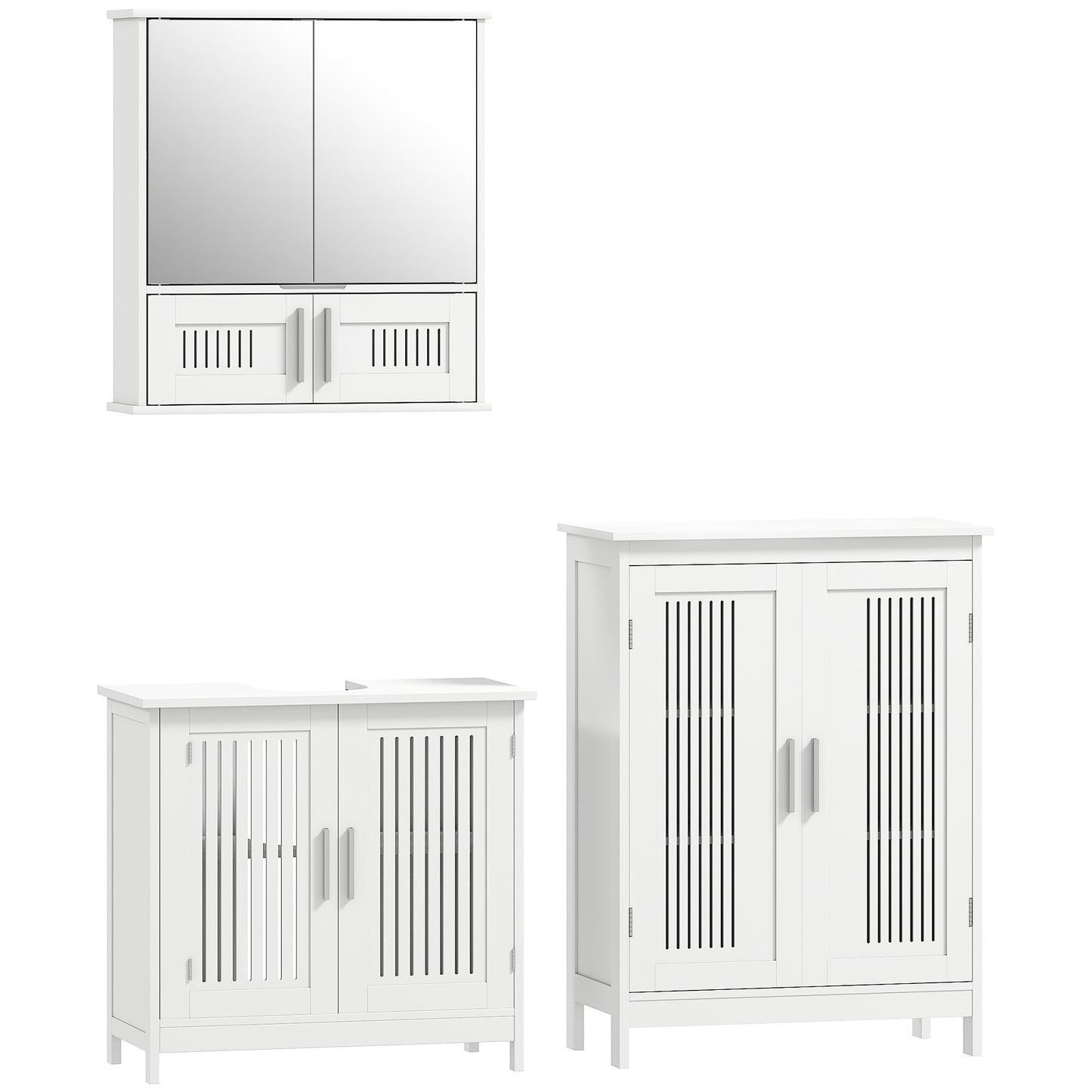 kleankin Modern Bathroom Storage Cabinet, Freestanding Floor Cupboard with Double Doors and Adjustable Shelves for Living Room, Hallway, Kitchen, Entryway, White