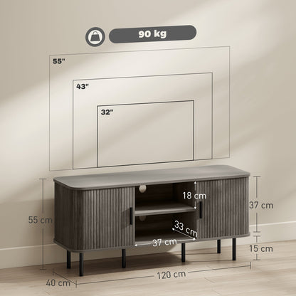 HOMCOM TV Stand Cabinet for TVs up to 55 Inches, TV Unit with Storage Shelves and Cupboard for Living Room, Grey