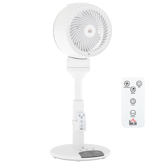 HOMCOM 9'' Air Circulator Fan 3 Speed 3 Mode, 70 degrees Oscillation 90 degrees Vertical Tilt, Remote Controller, for Living Room, Bedroom, Office, White