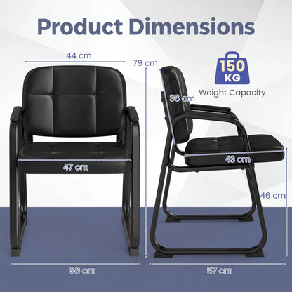 Waiting Room Guest Chairs Set of 4 with Sled Base for Conference Room-Black