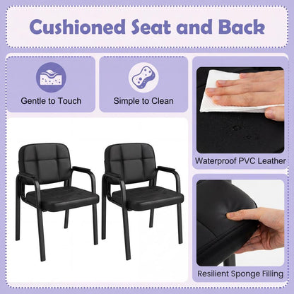 Waiting Room Guest Chairs Set of 4 with Sled Base for Conference Room-Black