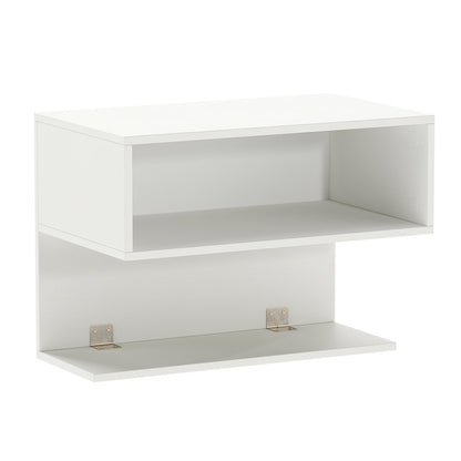 Wall Mounted Bedside Table with Storage Shelves-White