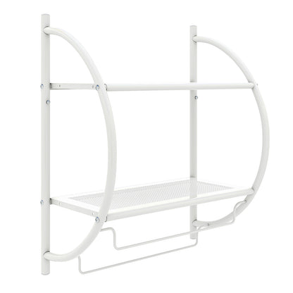 Wall Mounted Bathroom Shelves with Towel Holder-White