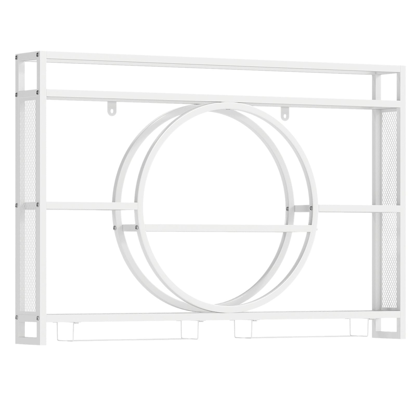 Wall Mounted Wine Rack 5-Tier Large Capacity Hanging Bar Shelf with Glass Holder-White