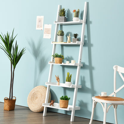 5-Tier Wall Shelf Display Bookcase-White