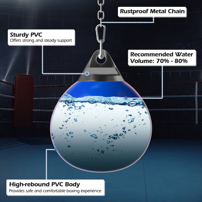 Water Punching Bag with Water Injector and Hanging Accessories-Blue