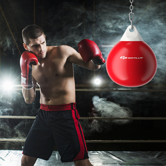Water Punching Bag with Water Injector and Hanging Accessories-Red