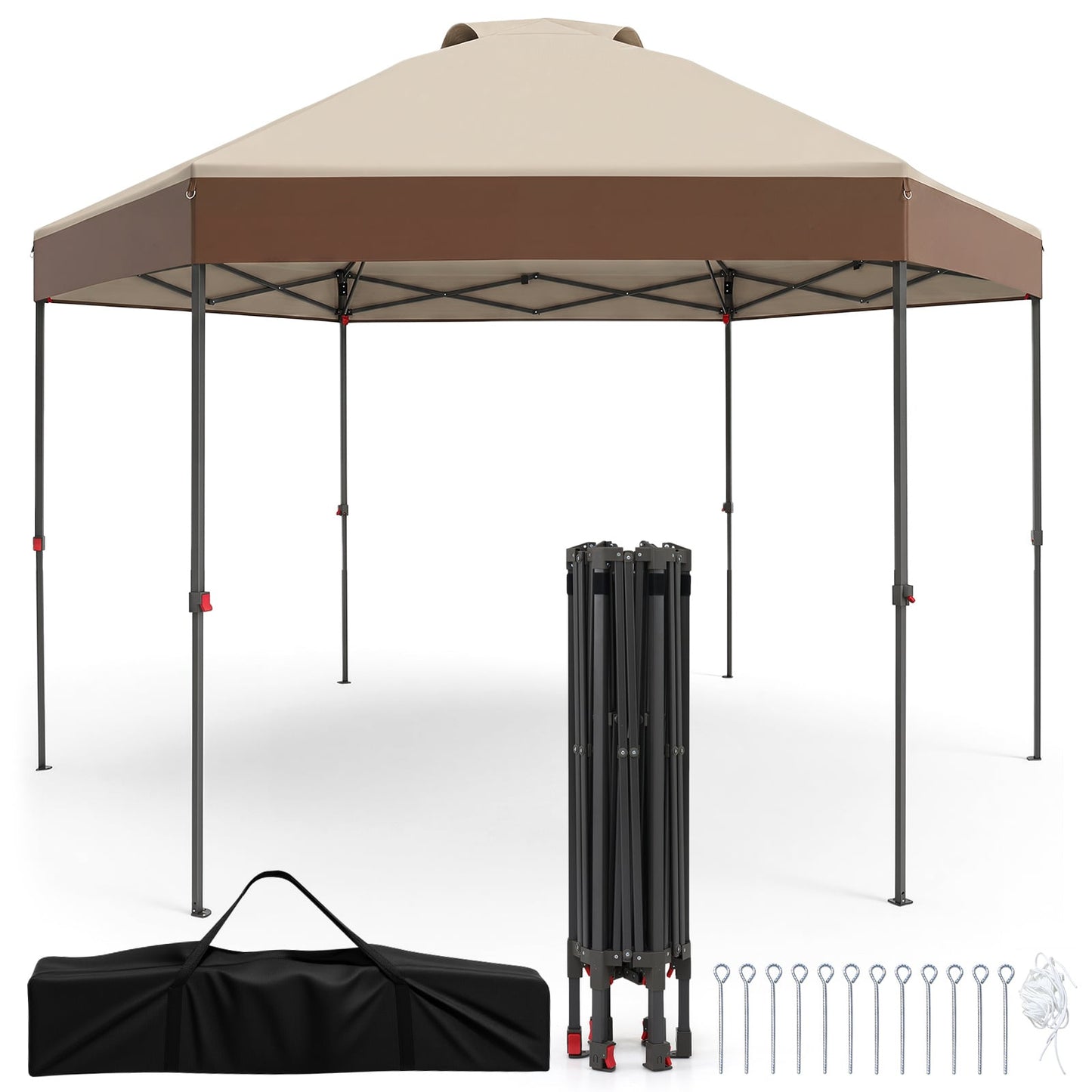 Waterproof Canopy Tent with Carry Bag Pegs and Wind Ropes for Outdoor Events-White
