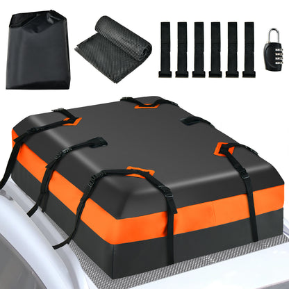Waterproof Rooftop Luggage Bag with Non-Slip Mat and 6 Door Hooks-Orange