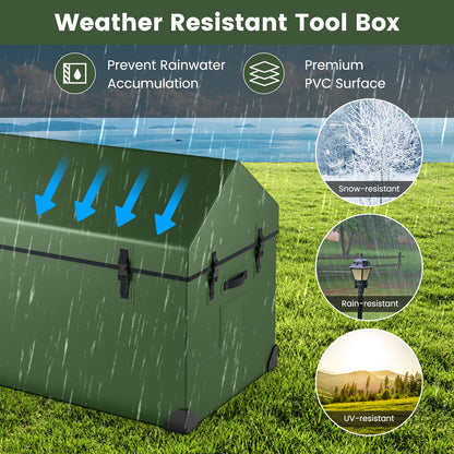658L Outdoor Storage Box Tarpaulin Deck Box with Ventilated Window-Green