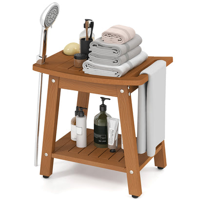 Waterproof Shower Bench Seat HIPS Shower Stool with Handle-Coffee