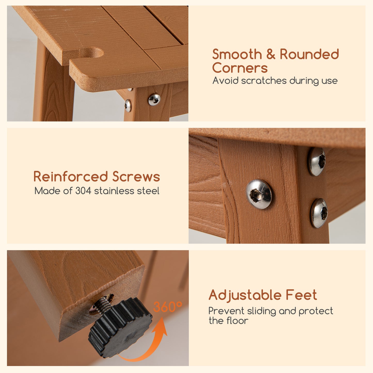 Waterproof Shower Bench Seat HIPS Shower Stool with Handle-Coffee