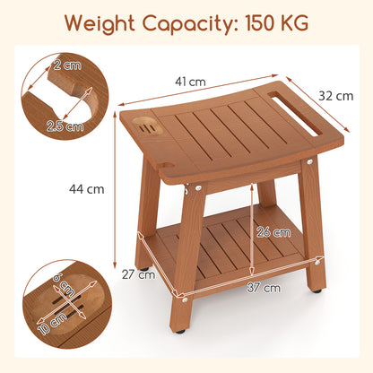 Waterproof Shower Bench Seat HIPS Shower Stool with Handle-Coffee