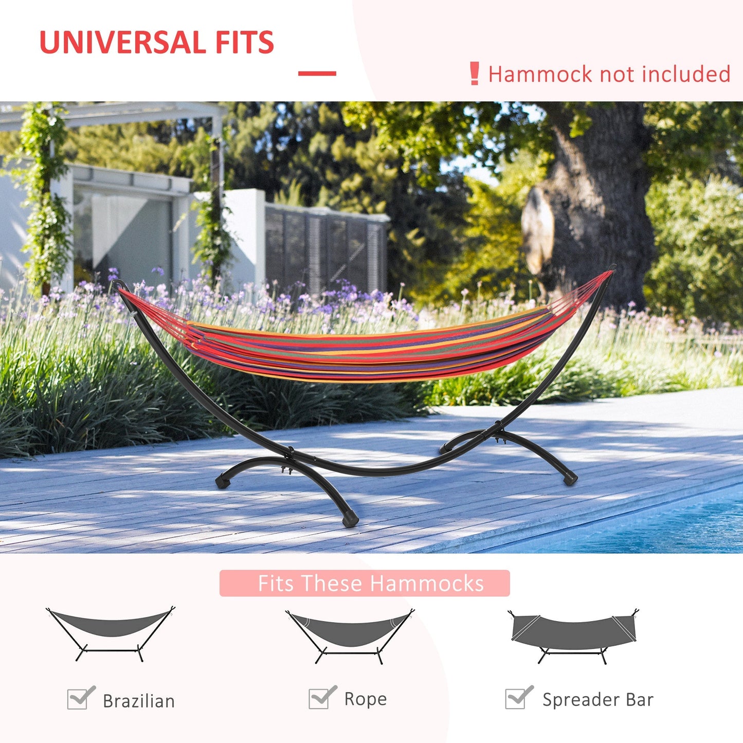 Outsunny 3(m) Universal Hammock Stand Metal Frame Garden Camping Picnic Outdoor Patio Replacement Stand Only