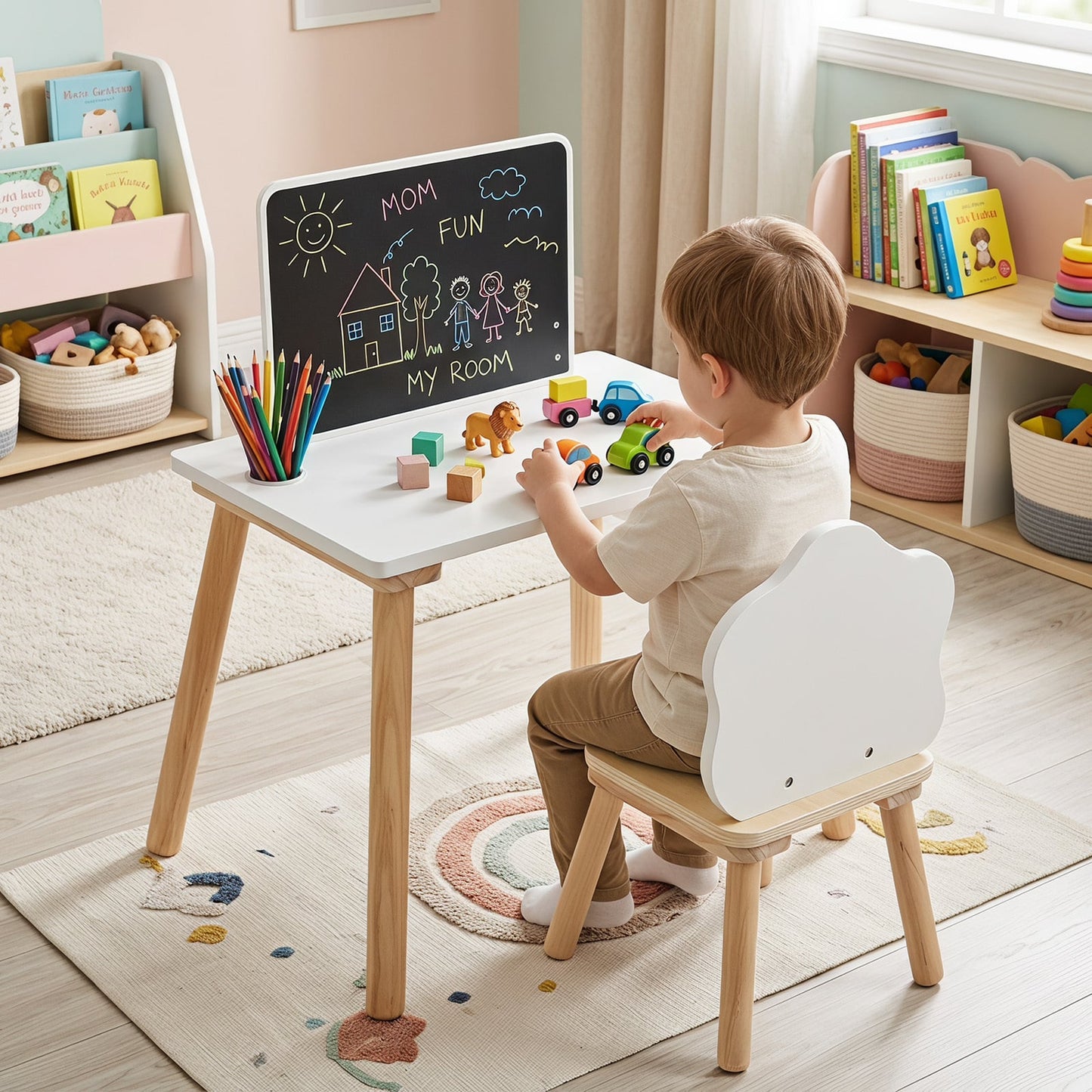 Weaning Table and Chair Set with Chalkboard