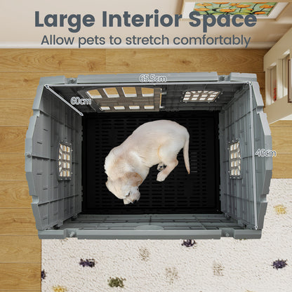Weatherproof Pet Shelter with Removable Toilet Tray-Dark Grey