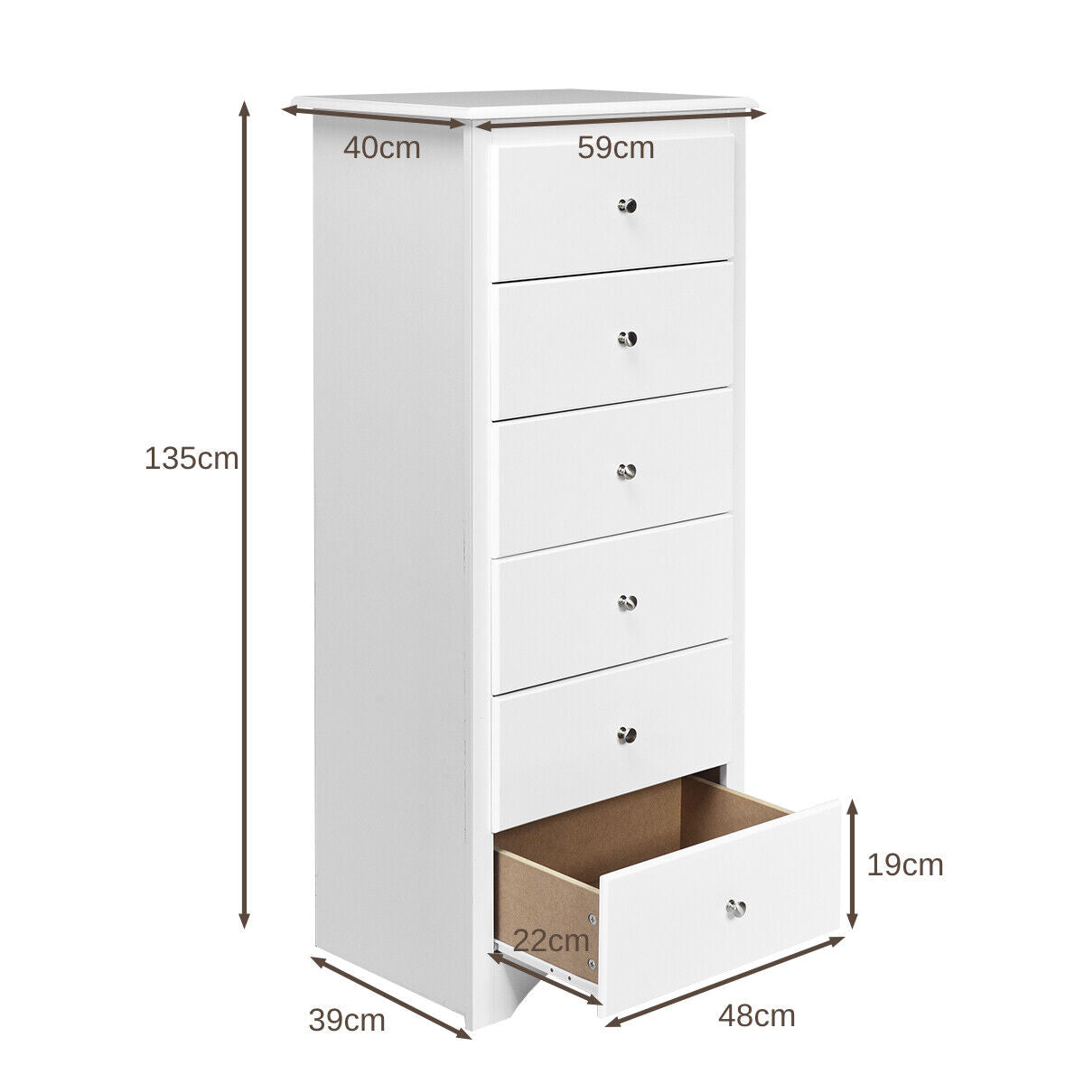 6-Drawer Freestanding Dresser Cabinet-White